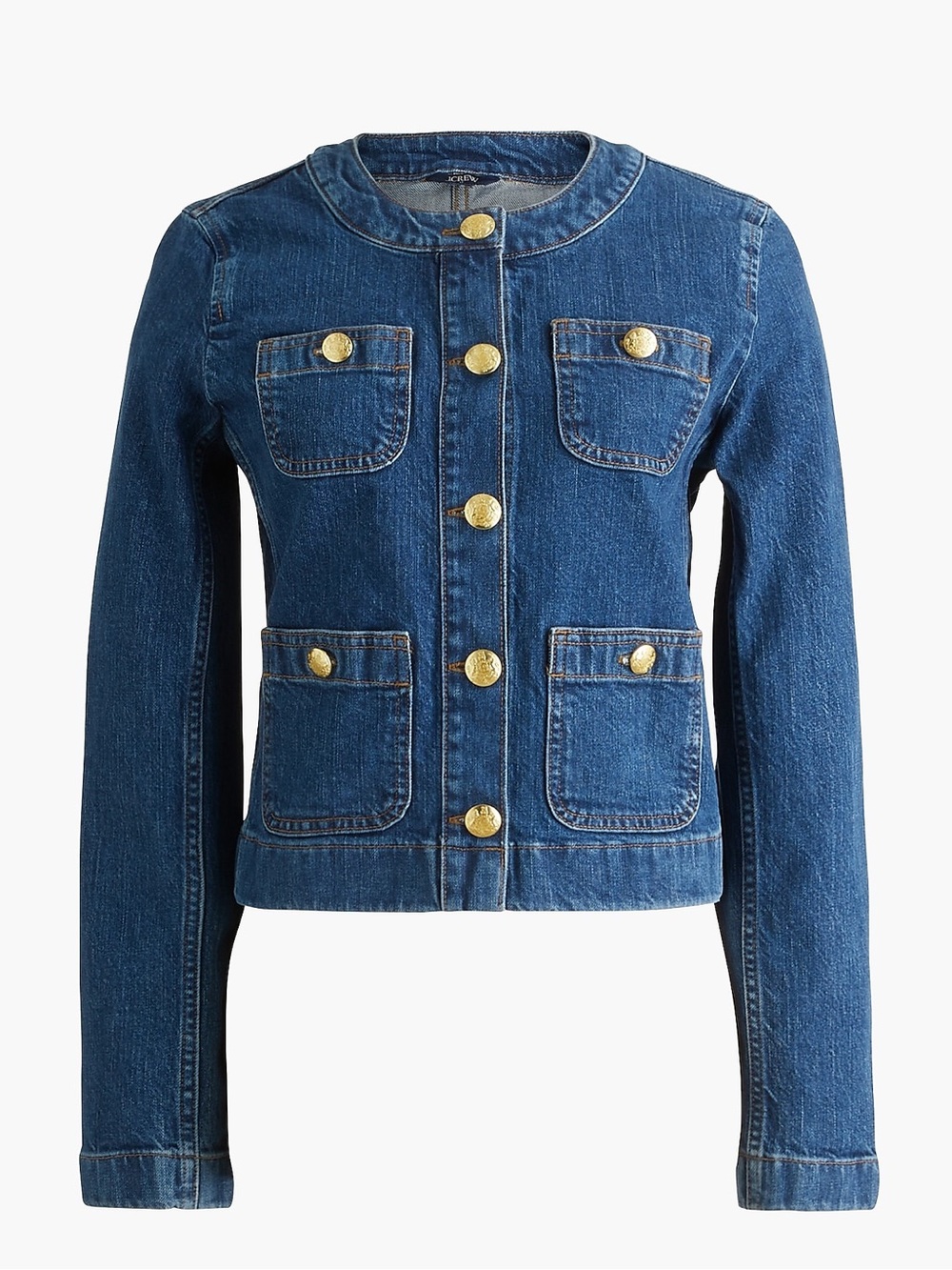 J. Crew Blue Denim Jacket with Gold Buttons